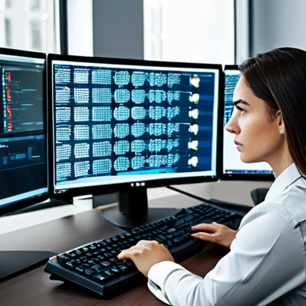 AI Security Analyst**
"A professional cybersecurity analyst, female, at a workstation monitoring network security with complex data visualizations on multiple screens, fully clothed, appropriate attire, safe for work, perfect anatomy, natural proportions, professional lighting, modern office setting, focused expression, serious, AI threat detection, modest clothing, professional"
**