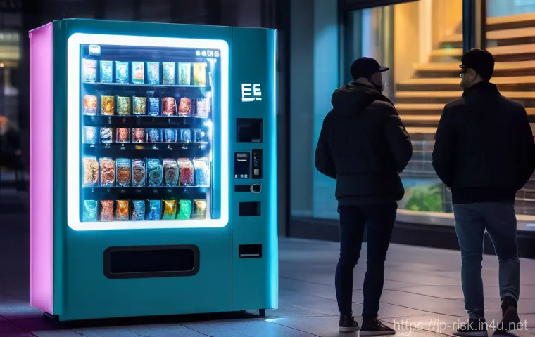 블록체인 스마트 컨트랙트 보안 - Image Prompt 1: The Smart Contract Vending Machine - Automated Future**