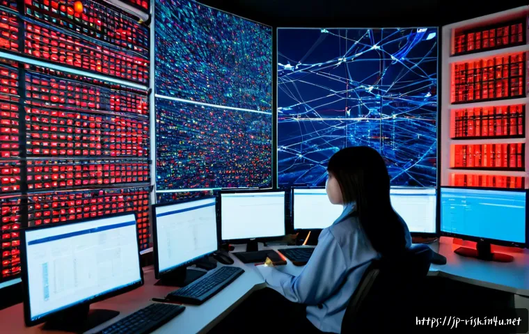 DDoS 공격 유형과 대응 전략 - Photorealistic cybersecurity operations center in Japan, a focused Japanese network engineer monitor...