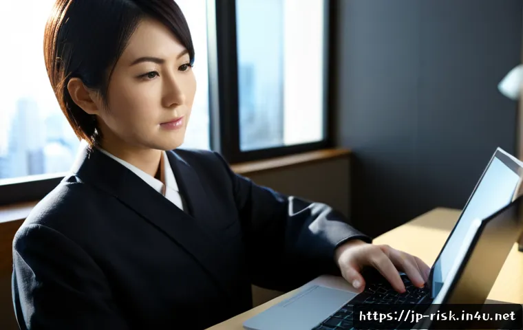 스피어 피싱과 워터링 홀 공격 - Photorealistic cybersecurity scene of a Japanese office worker at a clean desk cautiously examining ...
